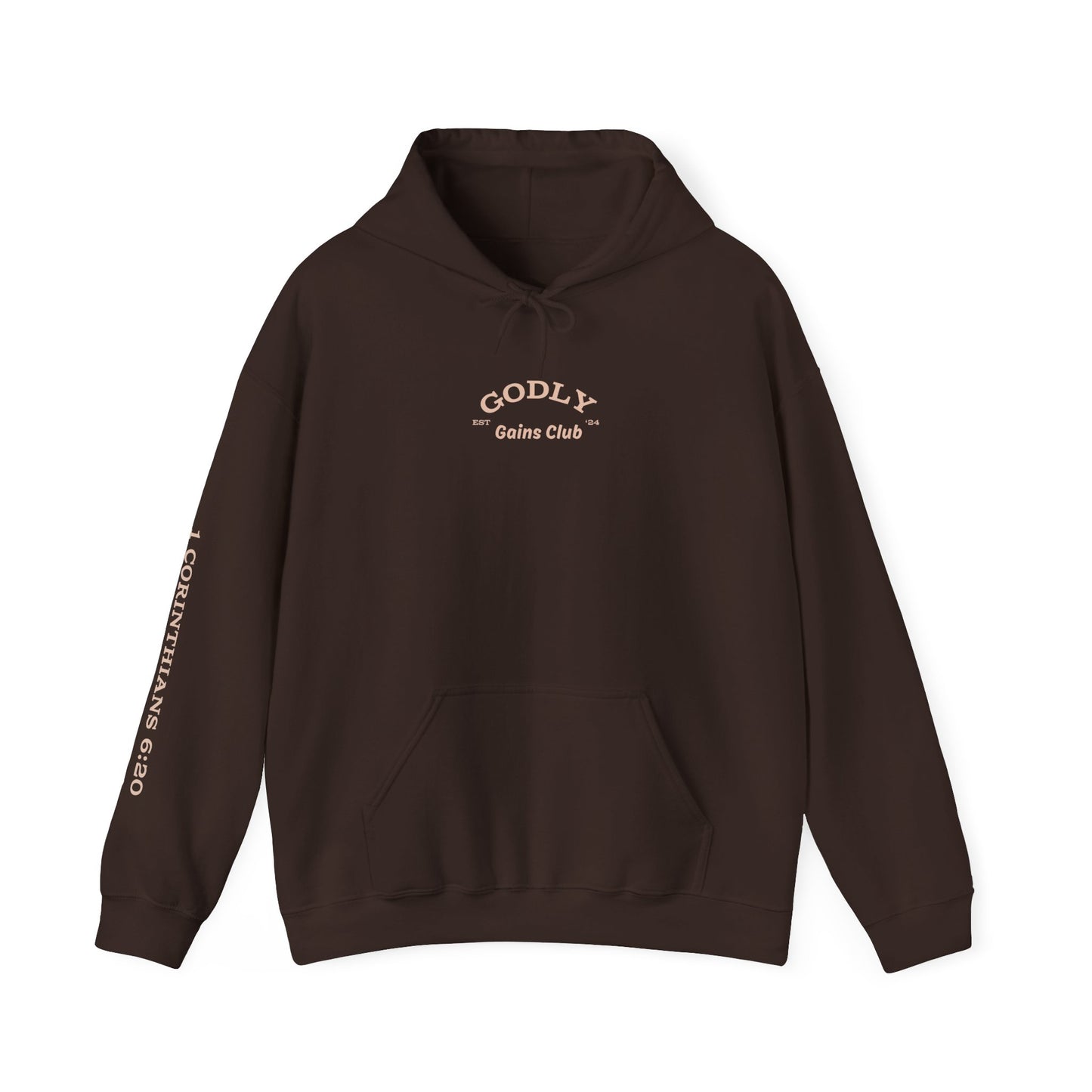 Dark Brown Monochrome Godly Gains Club Hoodie